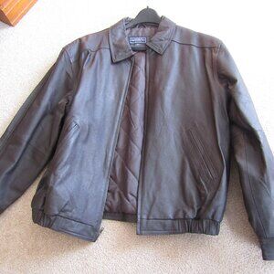 Susquehanna Trail Vintage Brown Genuine Leather Mens Bomber Jacket Large